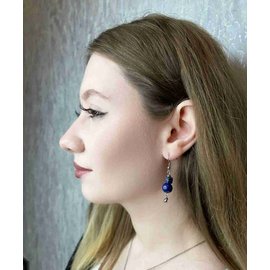 Серьги с цирконами из лазурита